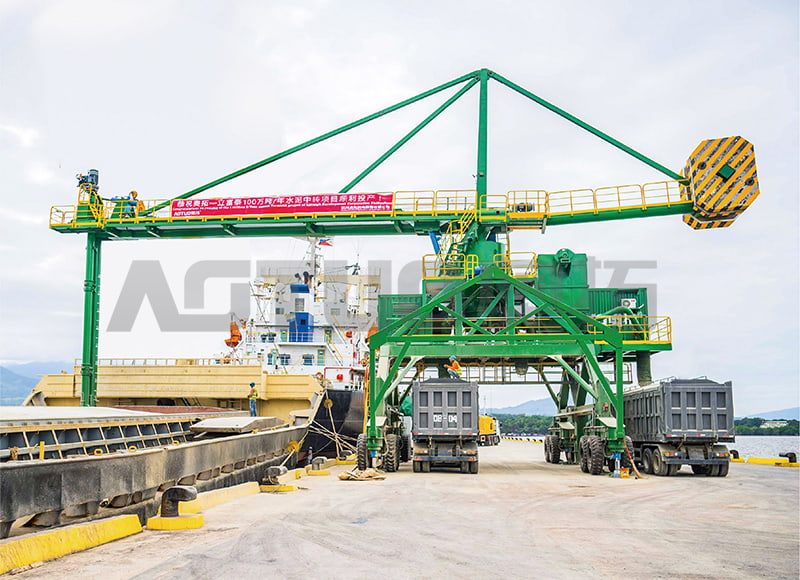 1000-70000 DWT 200-1500t/h Tire Mobile Screw Ship Unloader